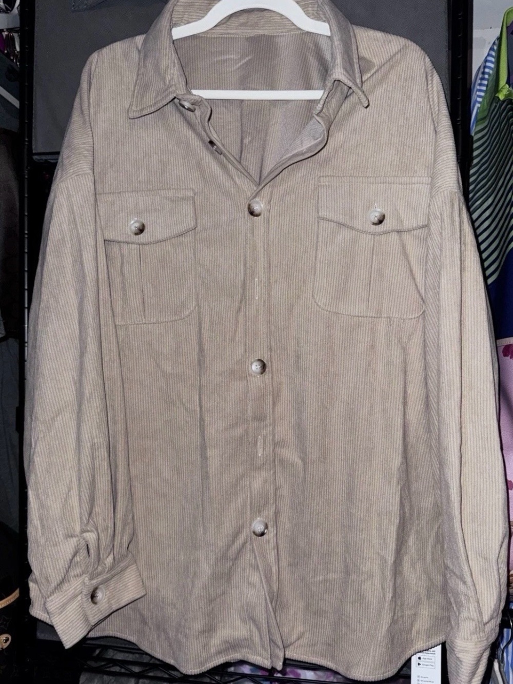 Cupshe Beige Corduroy Button-Up Shirt XL NWT